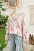 Soft Knit Floral Print V Neck Sweater