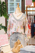 Soft Knit Floral Print V Neck Sweater