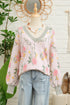 Soft Knit Floral Print V Neck Sweater