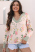 Soft Knit Floral Print V Neck Sweater