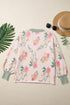 Soft Knit Floral Print V Neck Sweater