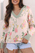 Soft Knit Floral Print V Neck Sweater