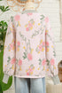 Soft Knit Floral Print V Neck Sweater