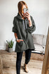 Soft Knit Geometric Drawstring Oversized Tunic Hoodie