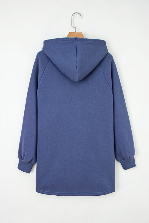 Soft Knit Geometric Drawstring Oversized Tunic Hoodie