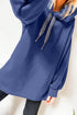 Soft Knit Geometric Drawstring Oversized Tunic Hoodie