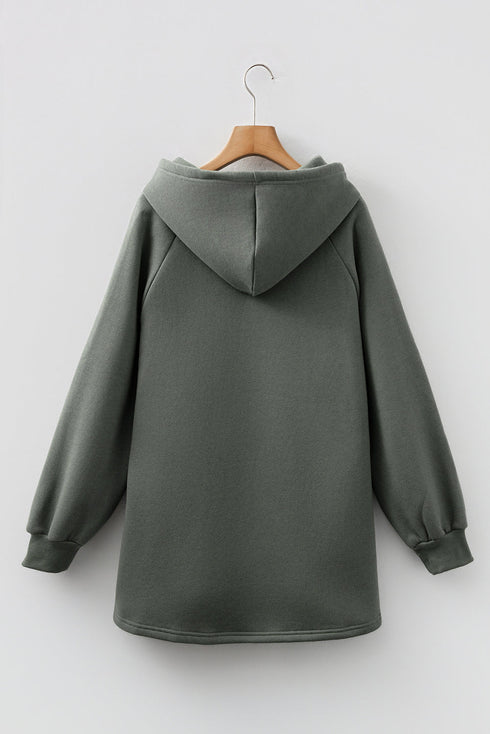 Soft Knit Geometric Drawstring Oversized Tunic Hoodie