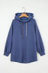 Soft Knit Geometric Drawstring Oversized Tunic Hoodie
