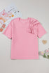 Soft Knit Half Sleeve Bow Applique Detail T-Shirt