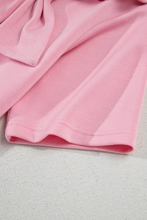 Soft Knit Half Sleeve Bow Applique Detail T-Shirt