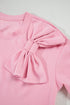 Soft Knit Half Sleeve Bow Applique Detail T-Shirt