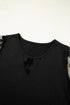 Soft Knit Lace Patchwork Short Sleeve Crew Neck Top