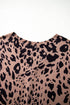 Soft Knit Leopard Print Pocket Detail V Neck Top