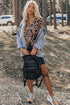 Soft Knit Leopard Print Pocket Detail V Neck Top