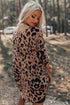Soft Knit Leopard Print Pocket Detail V Neck Top