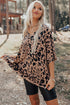 Soft Knit Leopard Print Pocket Detail V Neck Top