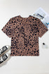 Soft Knit Leopard Print Pocket Detail V Neck Top