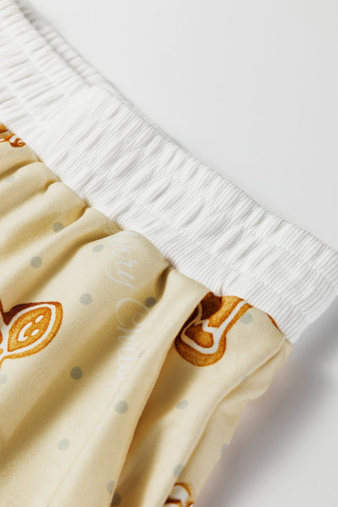 Soft Knit Printed Long Sleeve Top And Shorts Set