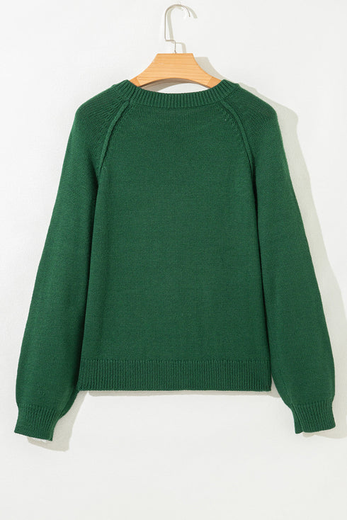 Soft Knit Raglan Sleeve Crew Neck Sweater