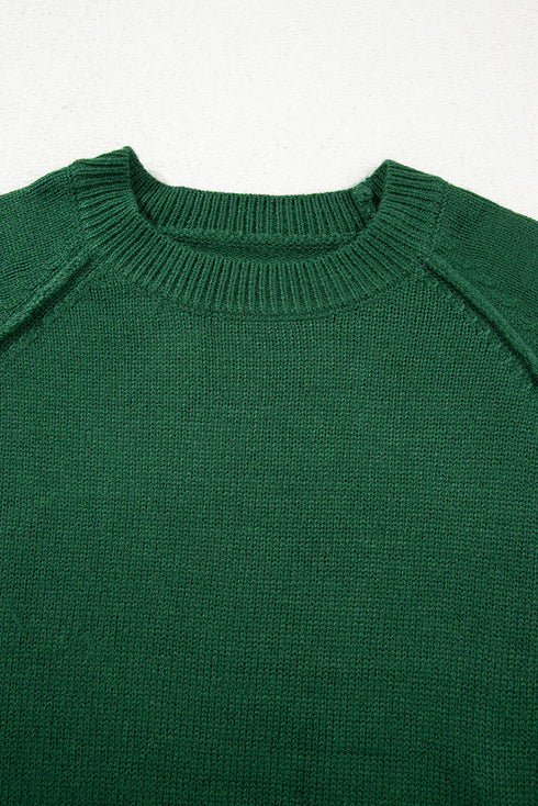 Soft Knit Raglan Sleeve Crew Neck Sweater
