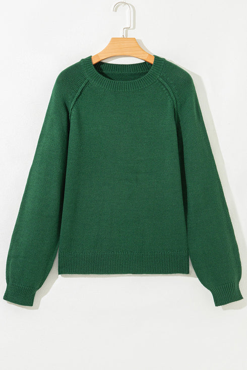 Soft Knit Raglan Sleeve Crew Neck Sweater