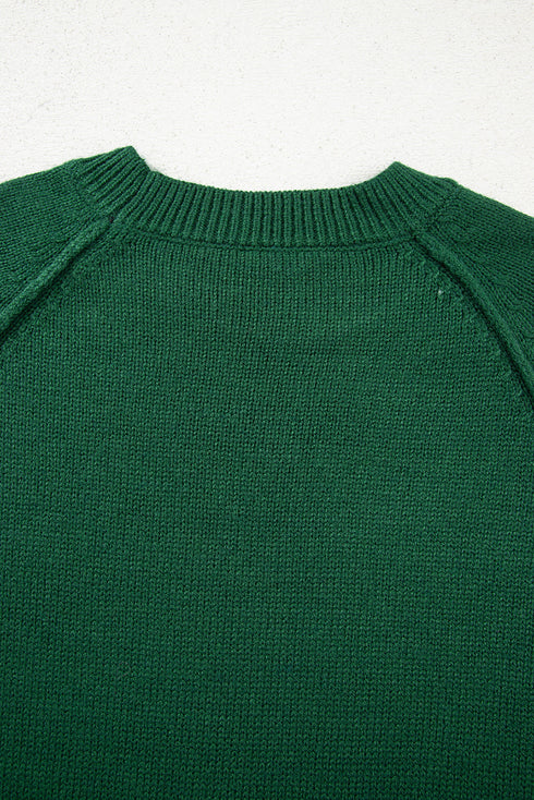 Soft Knit Raglan Sleeve Crew Neck Sweater