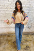 Soft Knit Raglan Sleeve Geometric Print Pullover Sweatshirt
