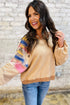 Soft Knit Raglan Sleeve Geometric Print Pullover Sweatshirt