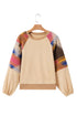 Soft Knit Raglan Sleeve Geometric Print Pullover Sweatshirt