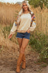 Soft Knit Raglan Sleeve Geometric Print Pullover Sweatshirt