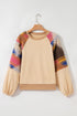 Soft Knit Raglan Sleeve Geometric Print Pullover Sweatshirt