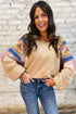 Soft Knit Raglan Sleeve Geometric Print Pullover Sweatshirt