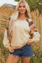 Soft Knit Raglan Sleeve Geometric Print Pullover Sweatshirt