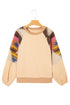 Soft Knit Raglan Sleeve Geometric Print Pullover Sweatshirt