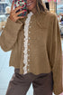 Soft Knit Ruffle Placket Button Down Cardigan