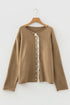Soft Knit Ruffle Placket Button Down Cardigan