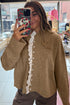 Soft Knit Ruffle Placket Button Down Cardigan