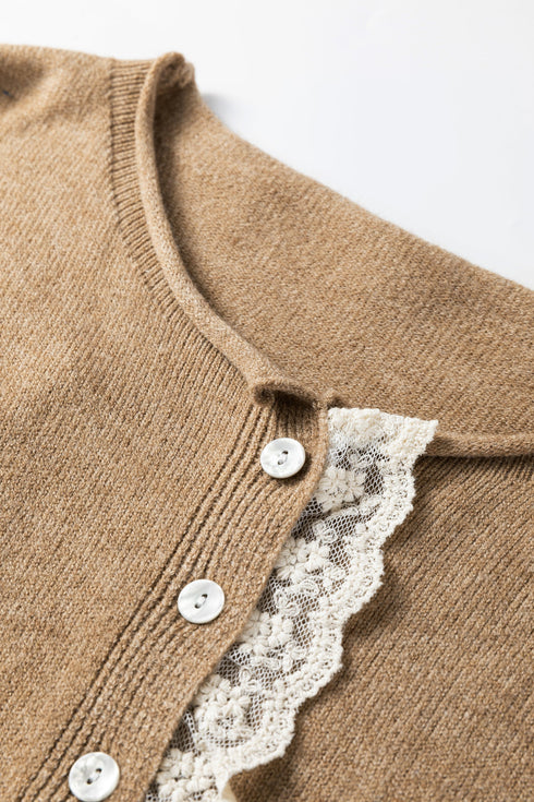 Soft Knit Ruffle Placket Button Down Cardigan