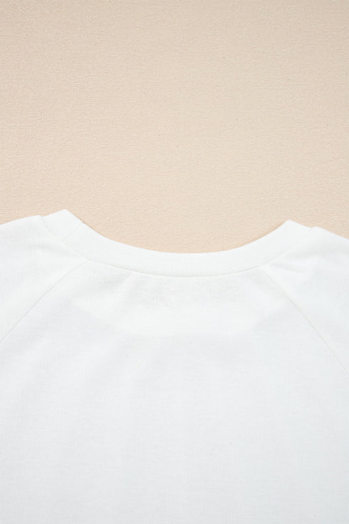 Soft Knit Seam Detail Curved Hem Raglan Top