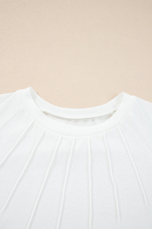 Soft Knit Seam Detail Curved Hem Raglan Top