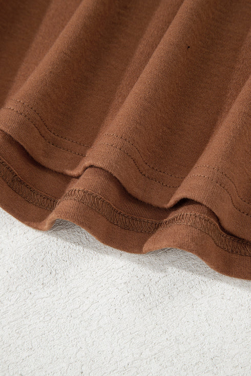 Soft Knit Seam Detail Curved Hem Raglan Top