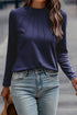 Soft Knit Seam Detail Curved Hem Raglan Top