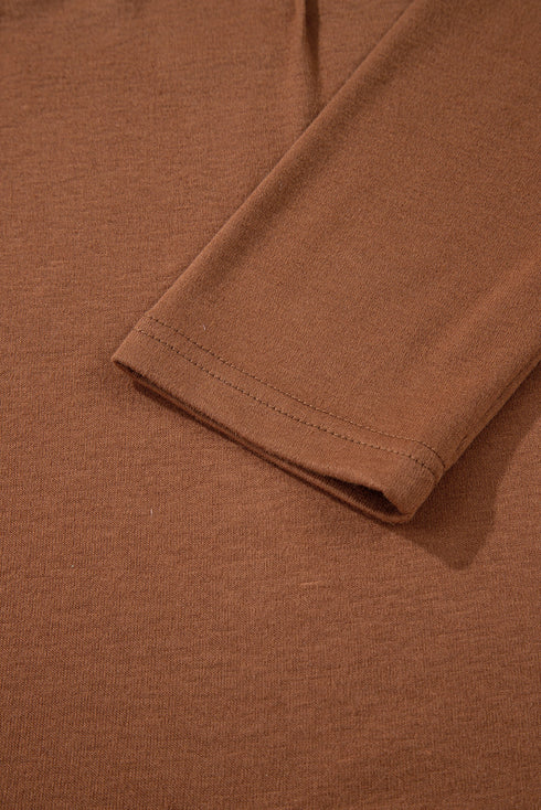Soft Knit Seam Detail Curved Hem Raglan Top