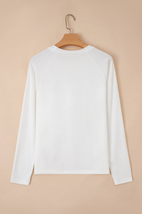 Soft Knit Seam Detail Curved Hem Raglan Top