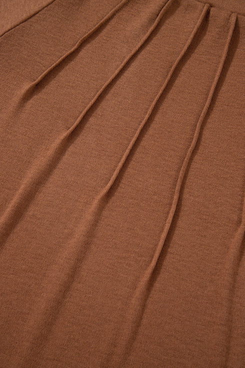 Soft Knit Seam Detail Curved Hem Raglan Top