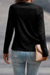 Soft Knit Seam Detail Curved Hem Raglan Top