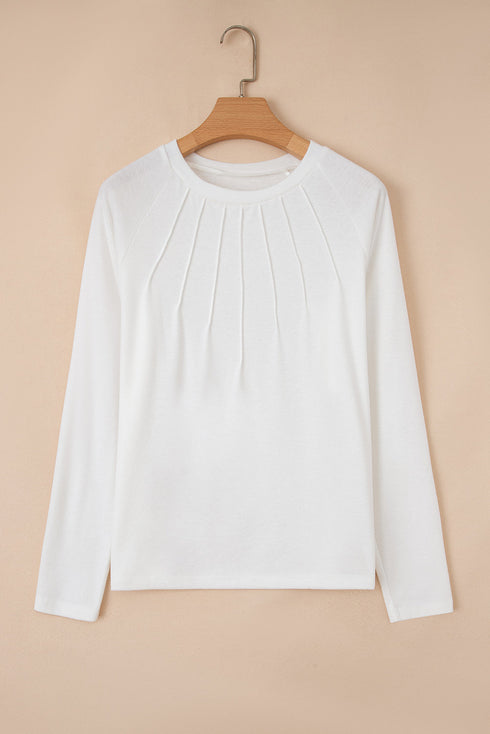Soft Knit Seam Detail Curved Hem Raglan Top
