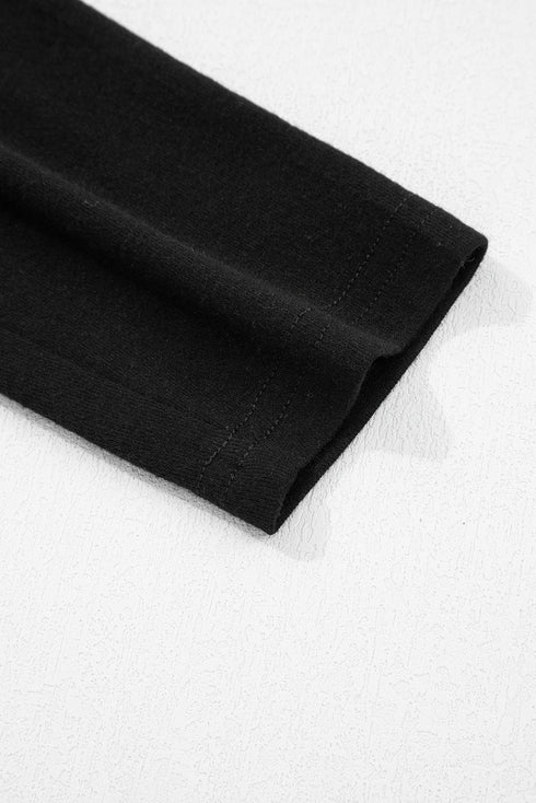 Soft Knit Seam Detail Curved Hem Raglan Top