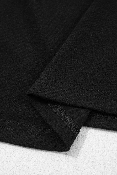 Soft Knit Seam Detail Curved Hem Raglan Top