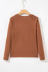 Soft Knit Seam Detail Curved Hem Raglan Top